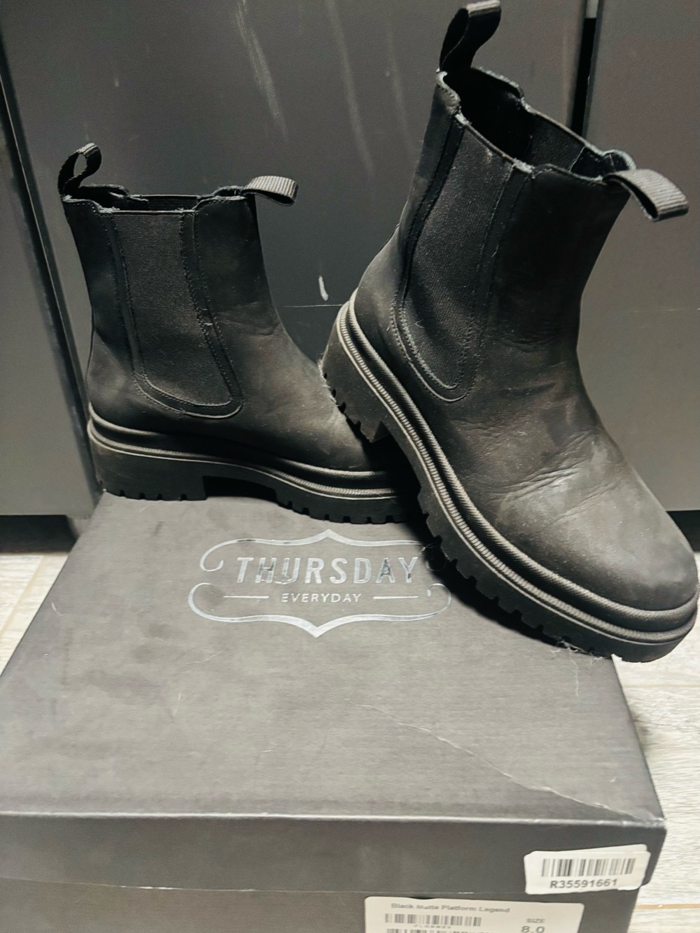 Thursday Boot Company Black Lug Chelsea Booties